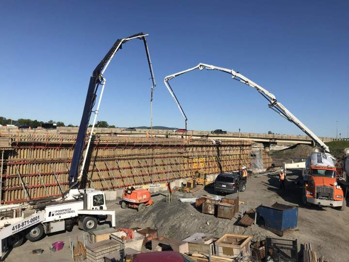 Pompage de béton génie civil à Québec