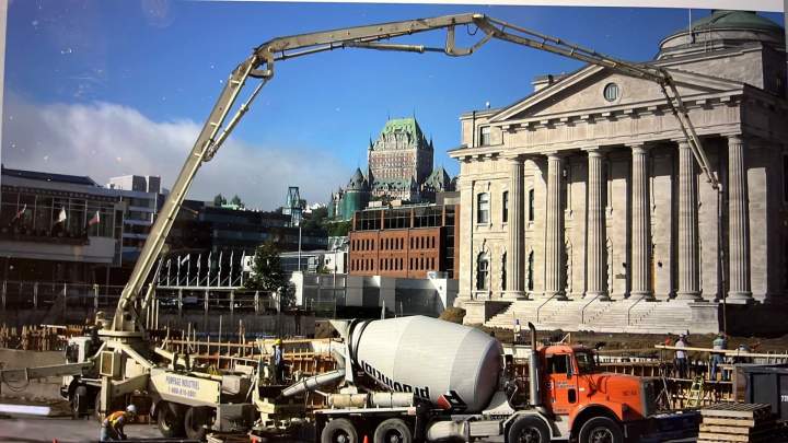 Travaux de pompage de béton industriel à Québec