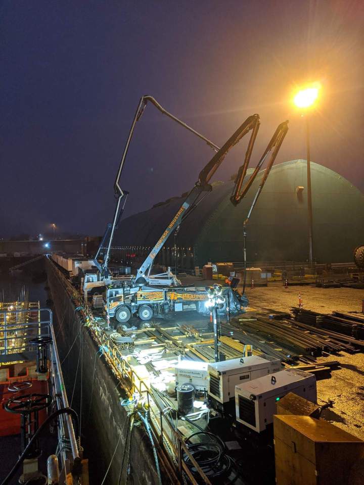 Travaux de pompage de béton industriel à Québec